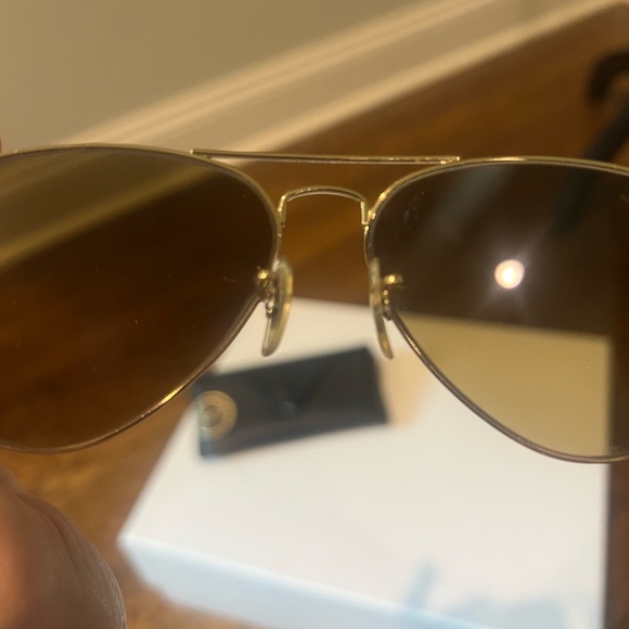 Ray-ban RB3025 55mm Large Metal Aviator Glasses Brown Gold White with Case - Picture 8 of 13